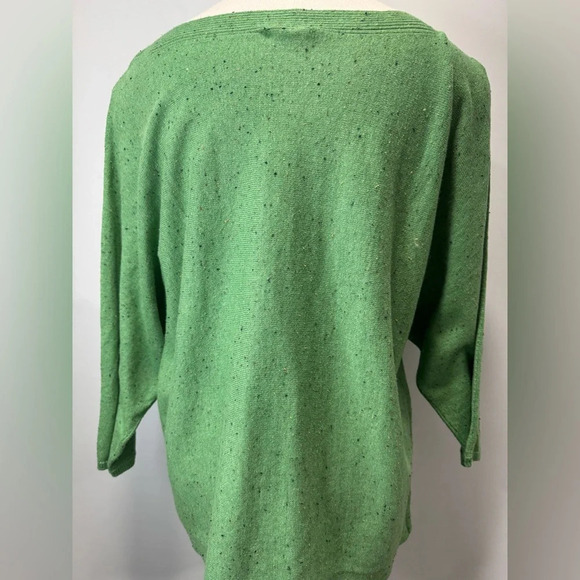 J. Jill  Petite small Marled Flecked Green 3/4 Sleeve Pullover - Picture 5 of 13